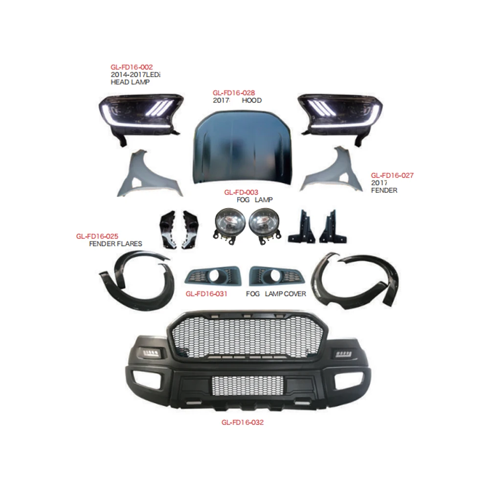 Высококачественный корпус из АБС-пластика, комплект кузова автомобиля, запасные части для Ford Ranger To Raptor