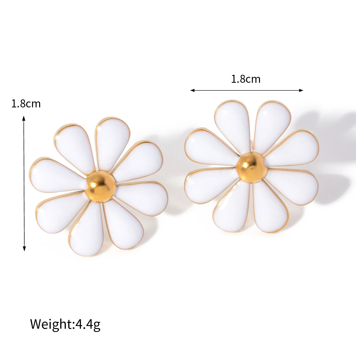 High-end 18K gold Summer enamel Statement Daisies Flower earrings Open loop stainless steel earrings Fashion accessories