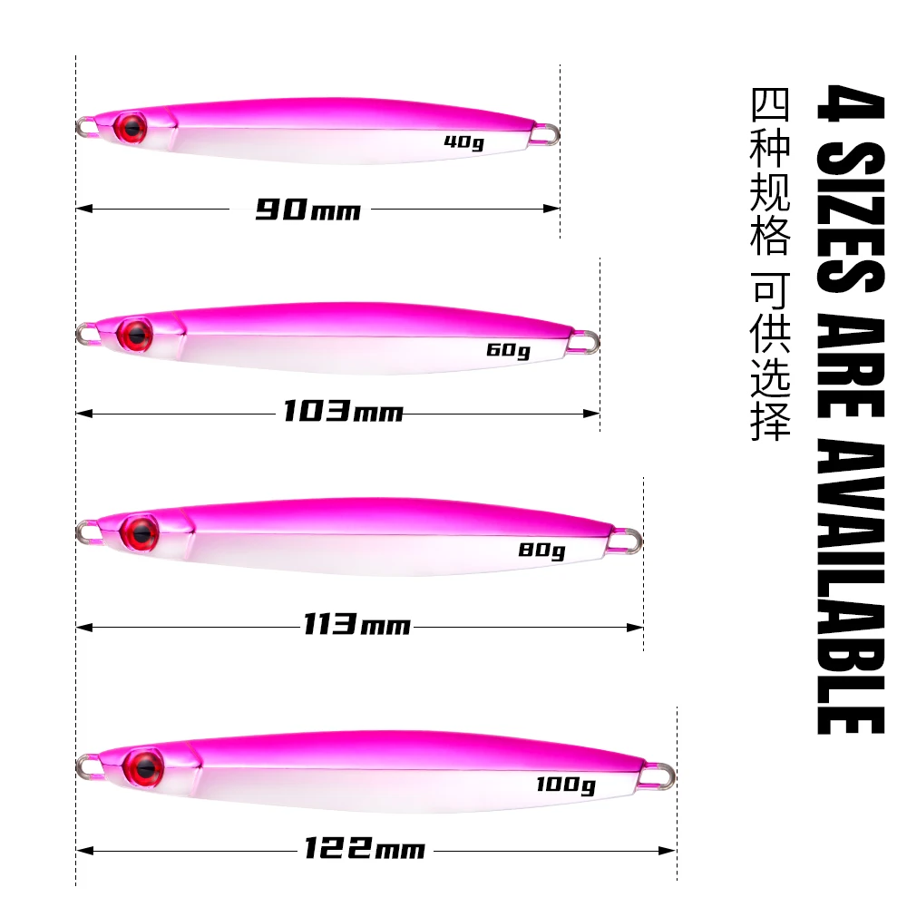 Jigging pro Super Jigging Slim Lure 40g 60g 80g 100g Lead Fishing Jig For Snapper Trolling Lure Saltwater Fishing Lure