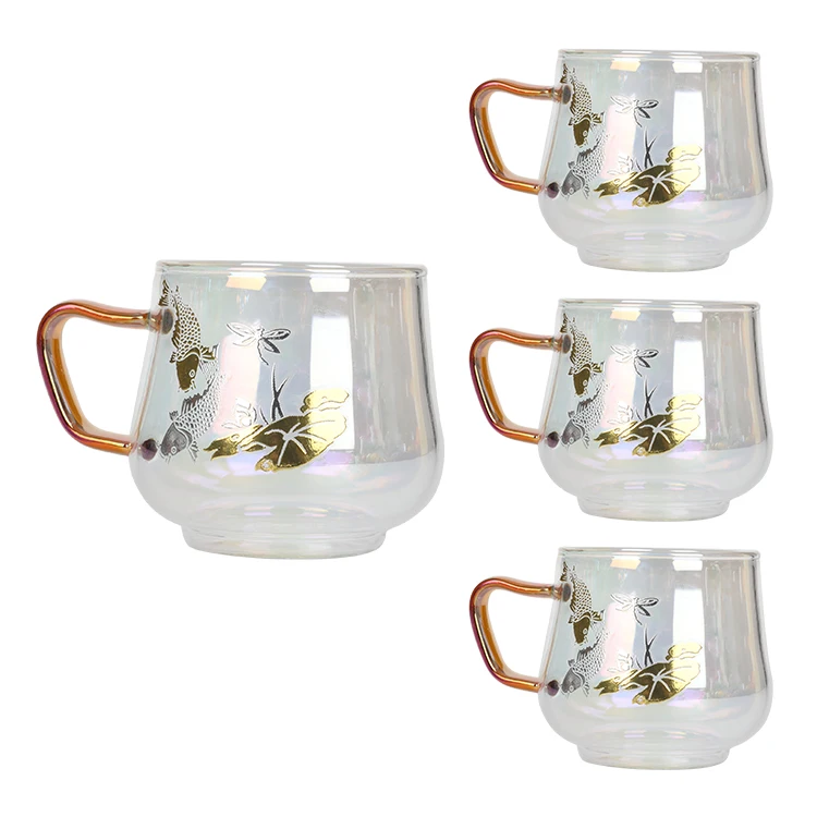 Borosilicate Glass Stove Pot Colorful Heat Resistant Glass Cups And Teapot Set With Stainless Steel Lid With Ion Plating Teapot