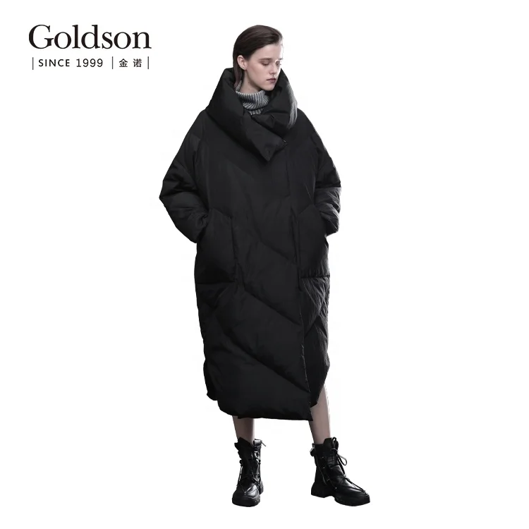 Big collar puffer effect long winter duck coats women outdoor winter jacket
