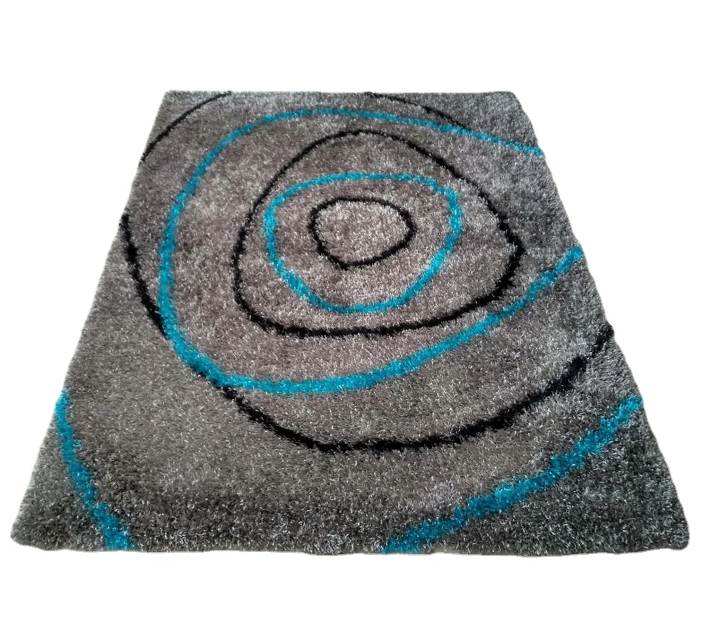 Tianjin Factory Wholesale Curved Pile Polyester Silky Shaggy Center Rug