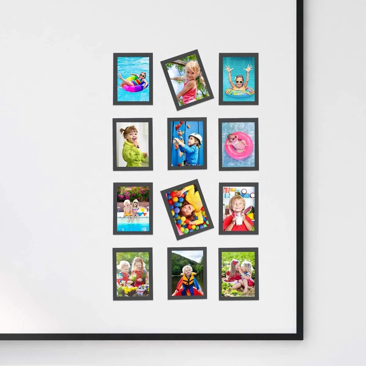Custom Black Small Wallet Magnetic Picture Frames for Fridge Hold Little Mini Refrigerator Magnet Photo Pockets Sleeves