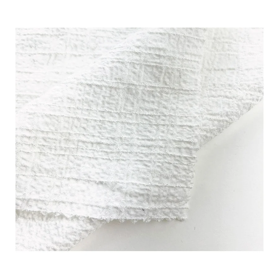 Elegant white texture 140g 57%Rayon 42%Polyester 1%Spandex clothing fabric for dress