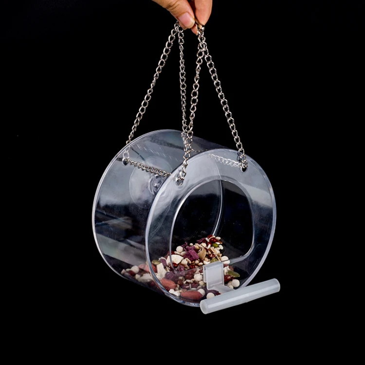 Оптовая продажа, садовая круглая акриловая подвесная кормушка для птиц с присоской