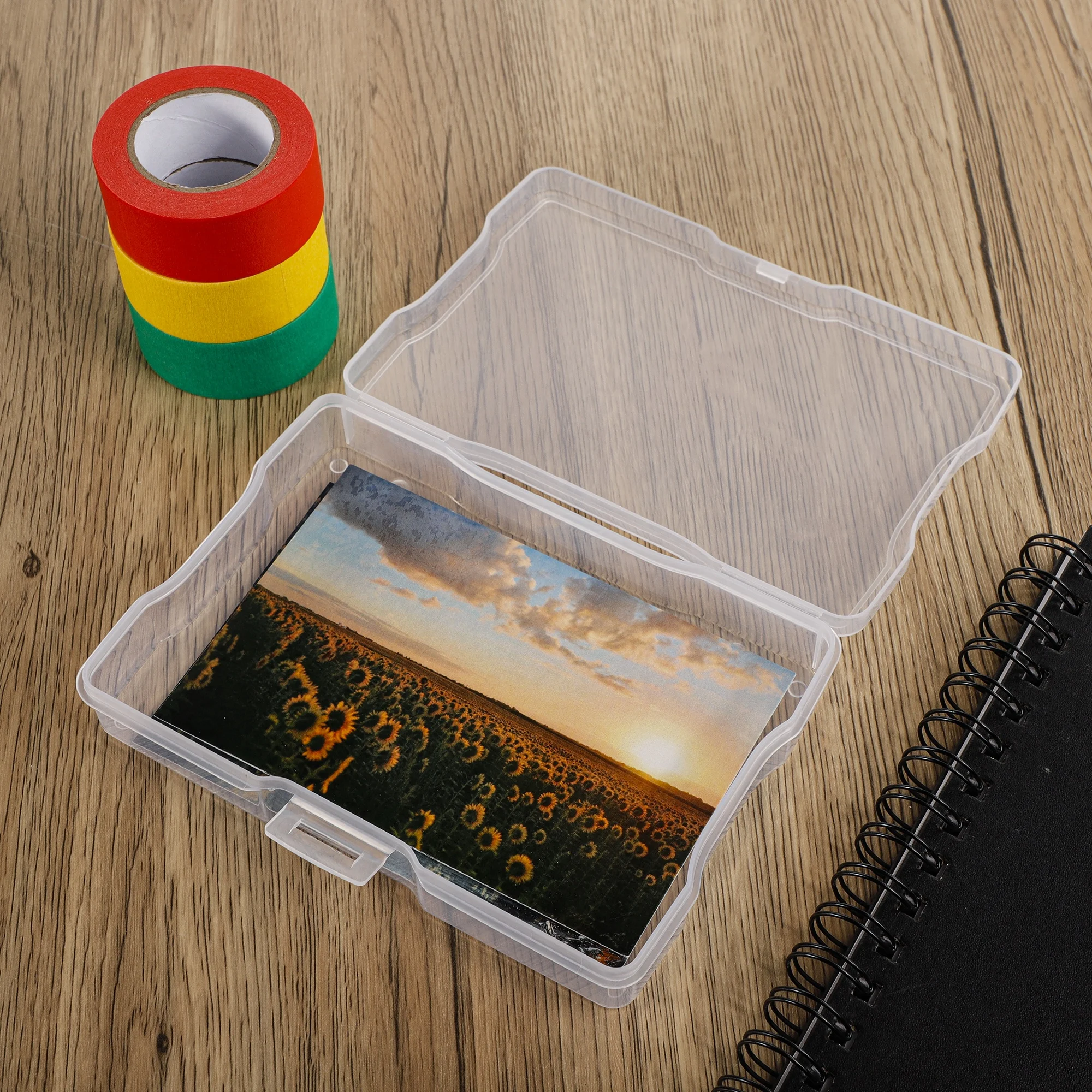 plastic photo card storage container with 16 mini cases photo storage box 4x6 transparent plastic container