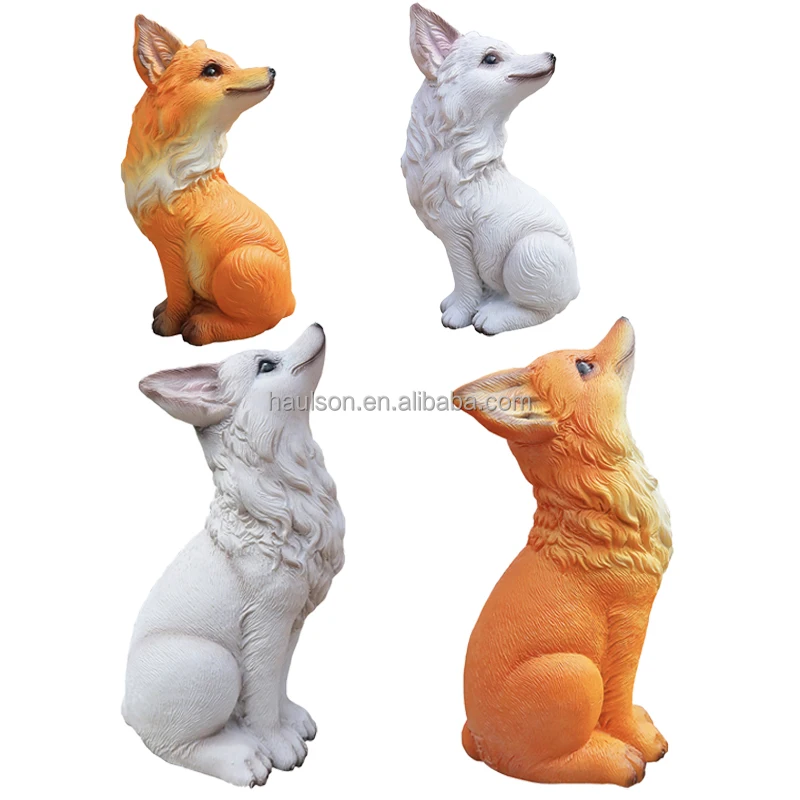 Cute Fox Shape Resin Outdoor Sculpture , Custom Garden Decoration Anime Resin Statues with Sitting Posture Resin Crafts Product