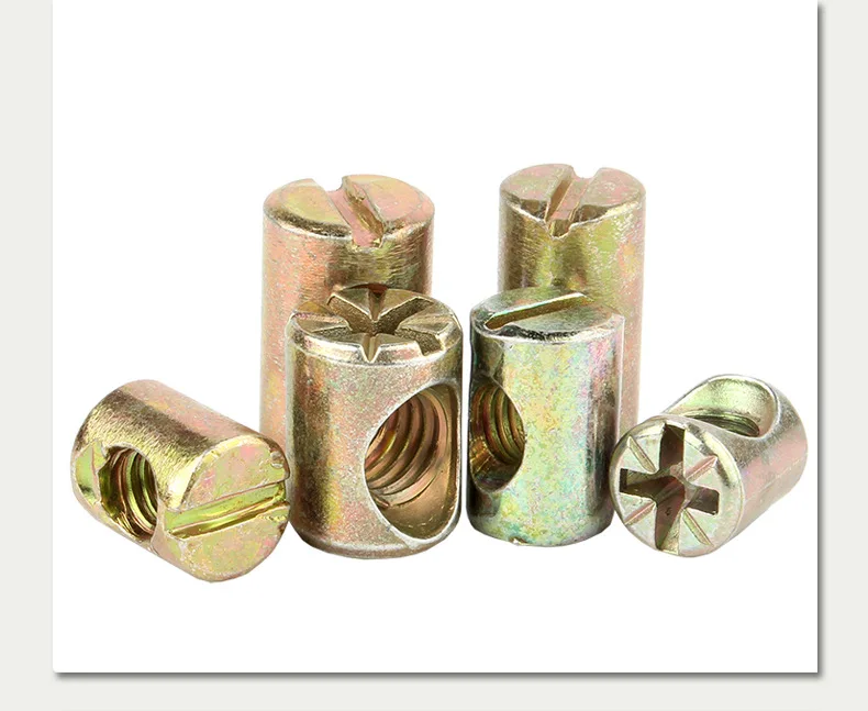 Factory Golden Single-Hole Bed Chair Fitting Furniture Chamfered-Bottom Slotted Hammer Nut Barrel Tapping Screws