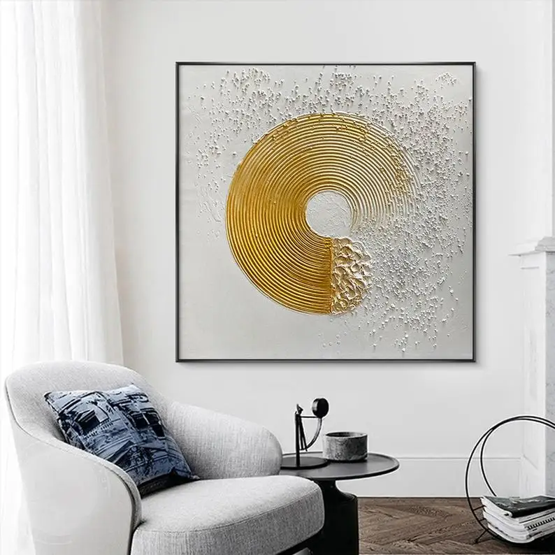 Handmade Oil Painting Modern Minimalist Gold Decorative Oil Painting Living Room Hanging Wall