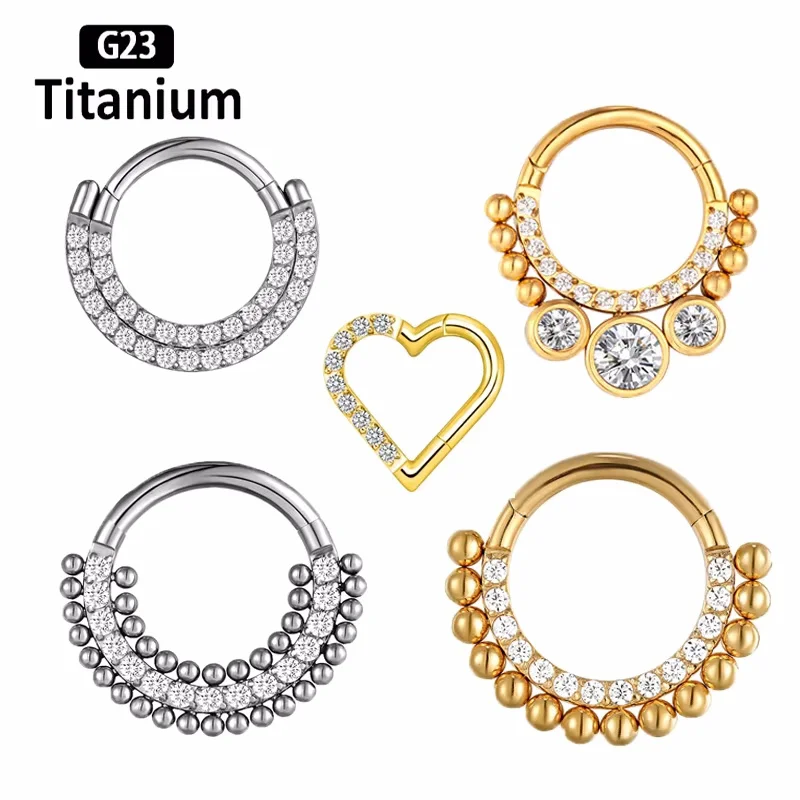 G23 Titanium Helix Piercing CZ With Ball Earring Septum Nipple Ring Conch Cartilage Tragus Piercing Jewelry ASTM f136 Nose Rings