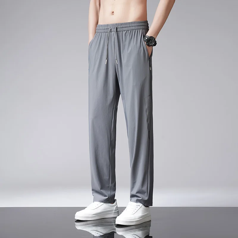 Summer Cool Pants Men Sweatpants Summer Thin Jogger Pants Male Plus Size 7XL Summer Breathable Trousers Elastic Waist Pants