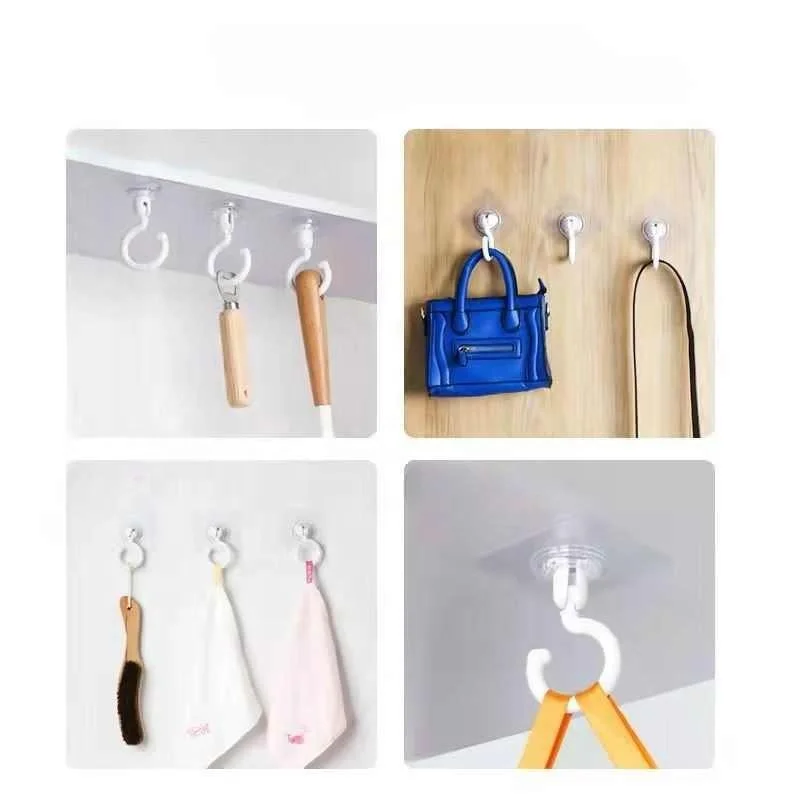 2pcsRotary hooks strong sticky hooks household multifunctional adhesive  kitchen wall keys hanging door coat hooks