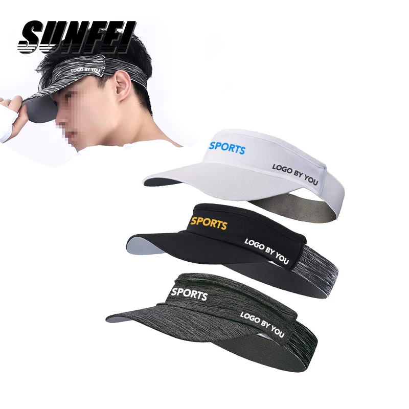 sunfei Outdoor sports visor cap Solid Color Hat Empty Top Plain Visor Hat Adjustable Sun Cap Visor Hats with custom logo