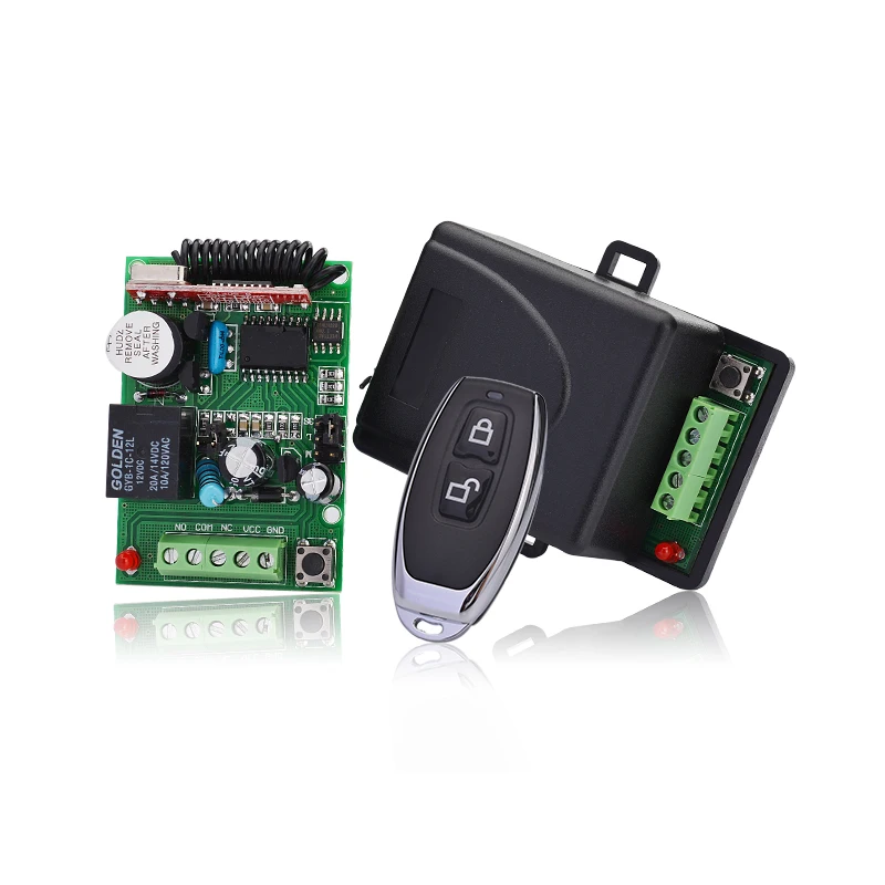 Hot sell DC12V 24V wireless transmitter with single channel receiver kit garage door receiver automatic door controller