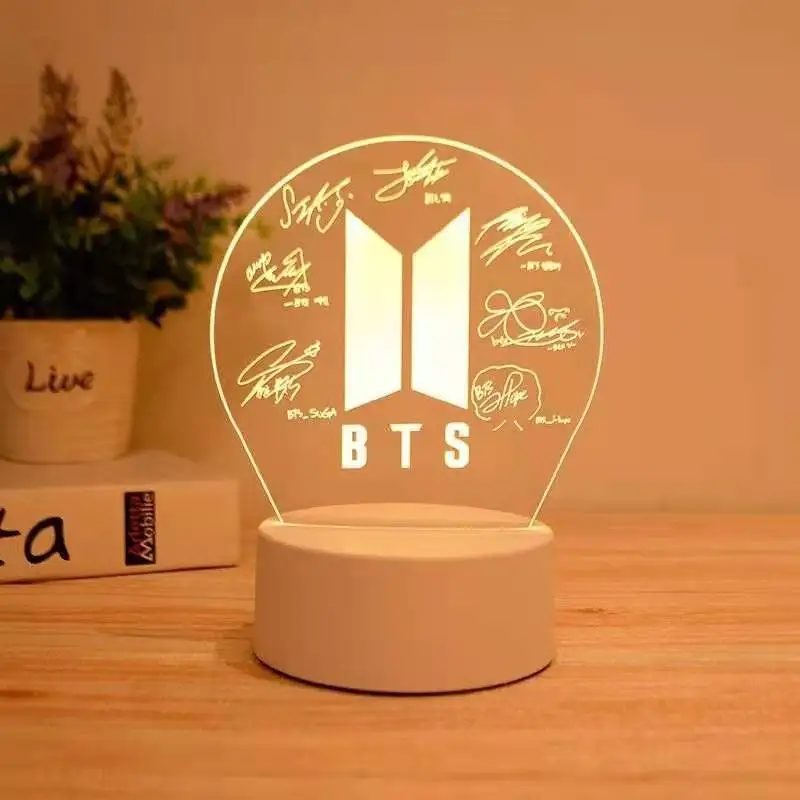 Customized pattern colorful change energy saving USB led night lamp kids room decoration 3d led night lamp BTS