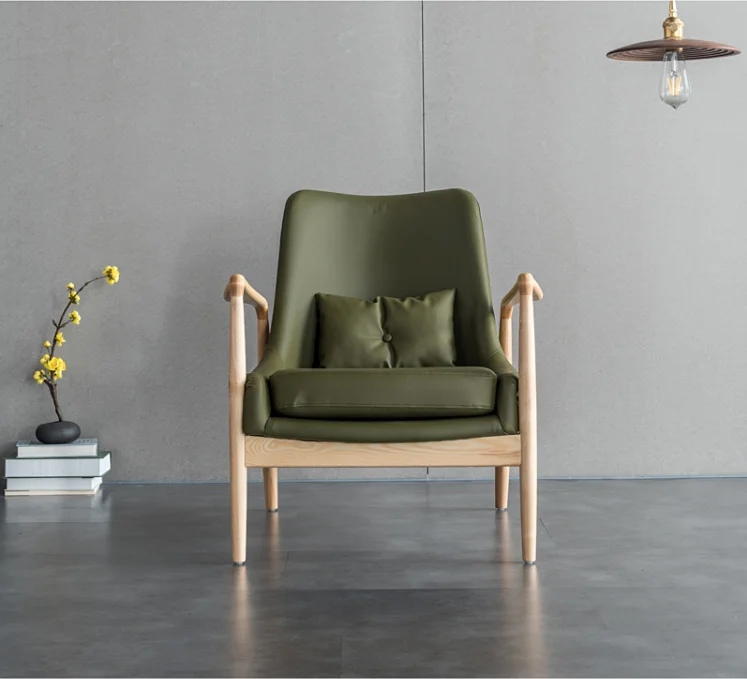 Nordic Designer Living Room Chair Made From Solid Ash Wood Armrest Recliner Chair For Bedroom Furniture In Stock