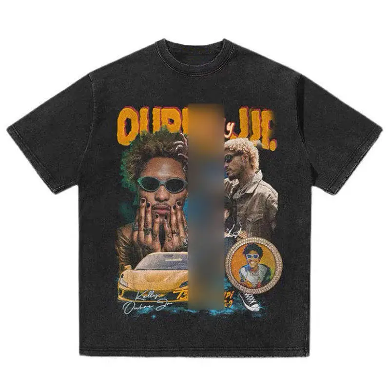 Manufacturers custom print vintage tee heavyweight 300 gsm cotton oversized graphic t shirt