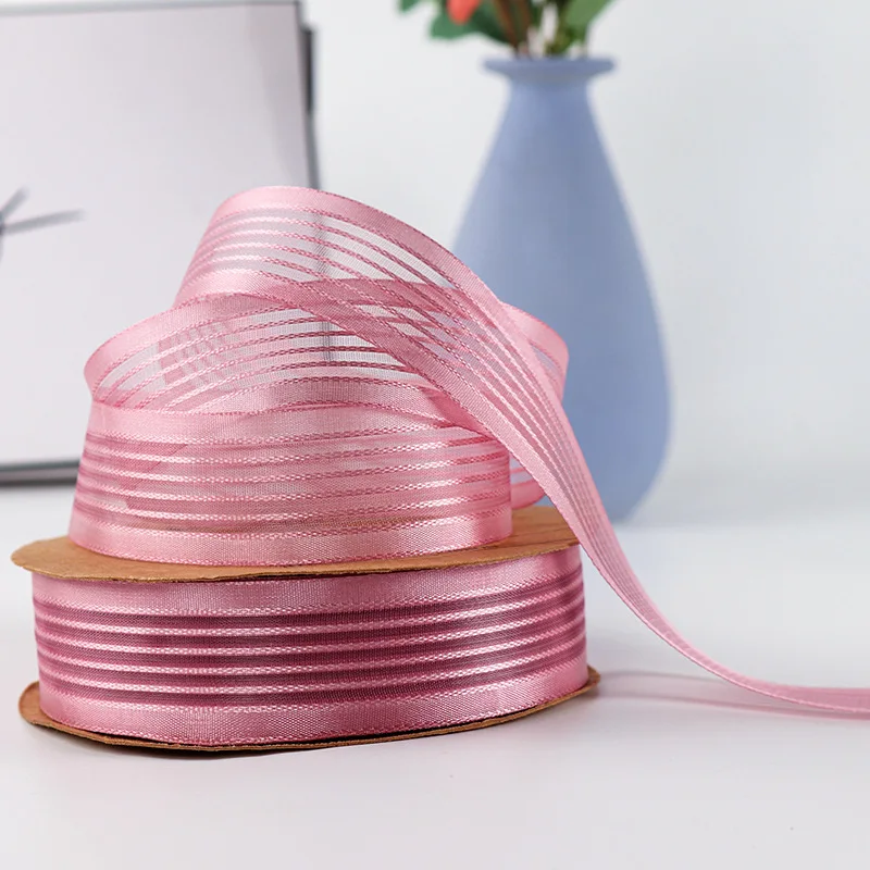 Luxury wired ribbon 1Inch 50 yards snow yarn gift wrapping ribbon for party decoration