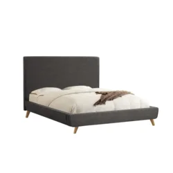 Latest White Faux Leather Upholstered Queen Bed With Pull Buckle