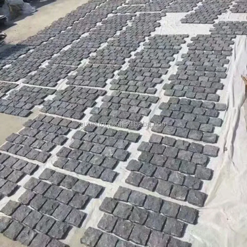 China black basalt cobble stone paving stone granite cube cobblestone 10x10x10 cm