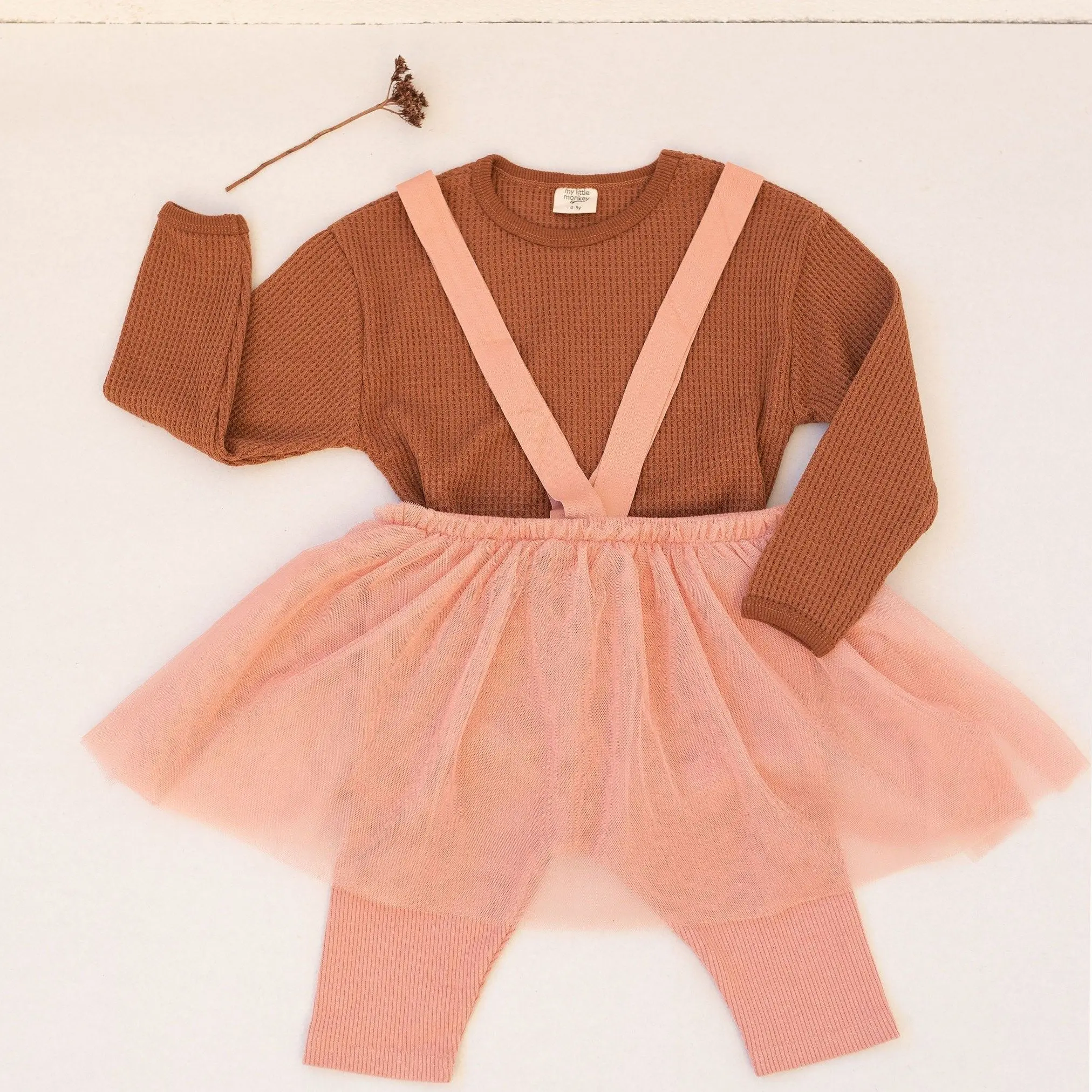 Cotton&Spandex 250GSM Baby Girls Dresses Cute Infant Dress Rib Knit Tulle Girl Skirt