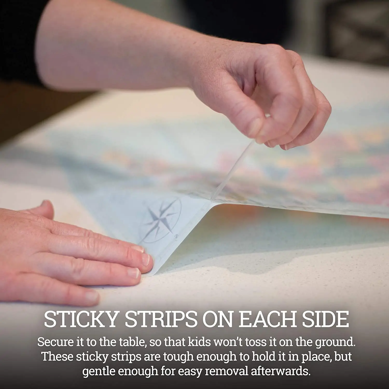 BPA-Free 4 Extra Self Adhesive Sticky Kids Placemat Disposable Map Pattern Toddler Plastic Table Mat For Table Top