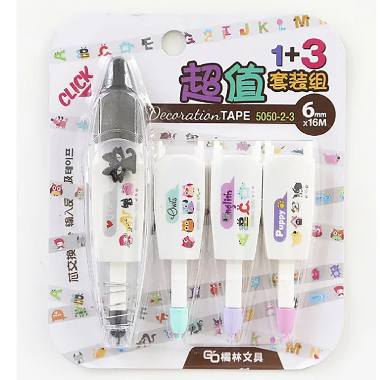 Creative Cartoon Cute Diary Decorative Correction Tape for Girls Kawaii Correction Tape with 3pcs Replaceable Inner Core