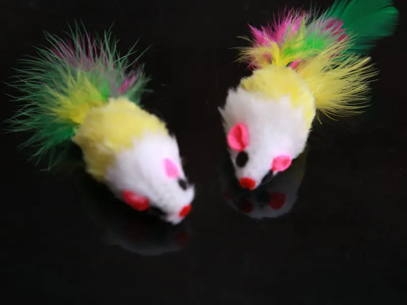 Real Rabbit Fur Mouse Cat Toy Pet Rabbit FurToy Animal 2 inches with Rattle Fur Sustainable Chew minnie mouse toys