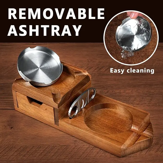 Cigar Ashtray Coaster Whiskey Glass Tray and Cigar Holder