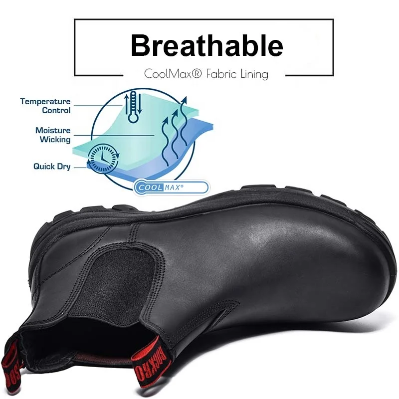 High-end customized Black genuine leather no laces industrial safety boots for South Africa