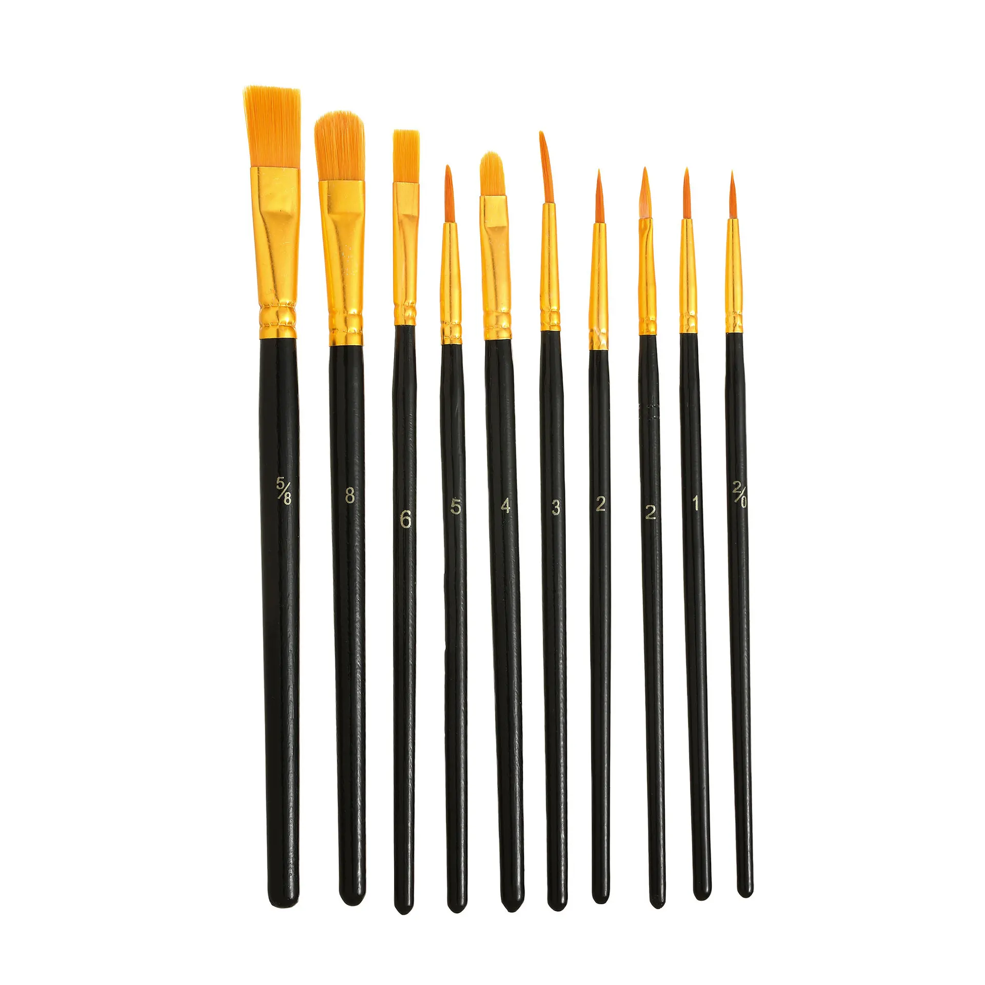 Soododo 10pcs Artist Paint Brushes Set Hot Sale Round/Flat/Oblique/Filbert Oil Watercolor Gouache Painting Drafting Supplies