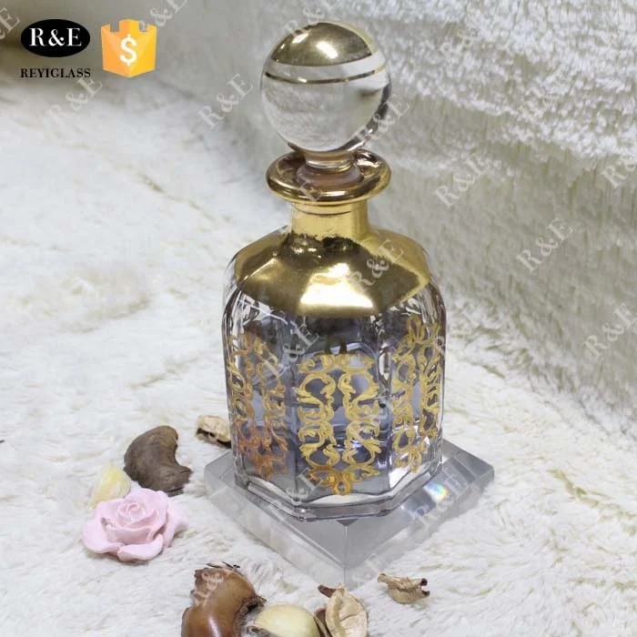 200ml golden hand painting display arabic perfume glass bottle