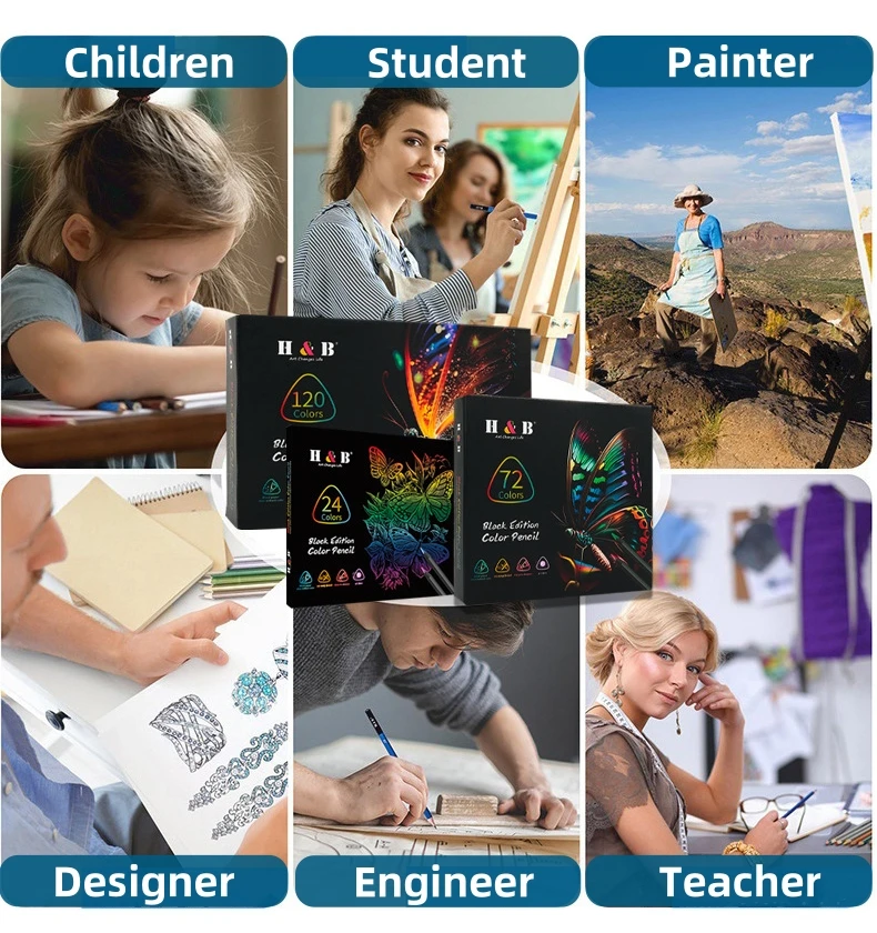 Professional 72-Pack Colored Pencil Set Eco-Friendly Drawing Pencils with Colored Lead for Gifts