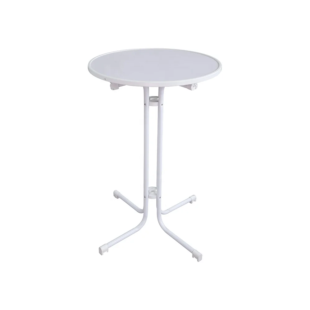 High Quality Outdoor Casual Round Folding Table Portable Garden White High Bar Table Wood Added Around Edge