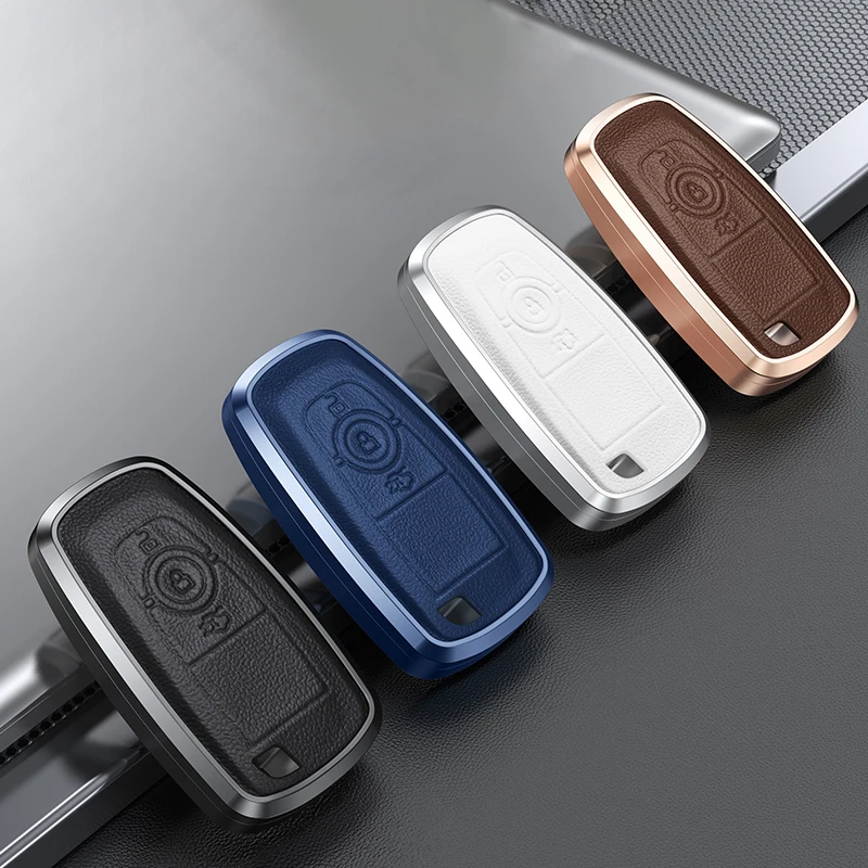 Factory Direct Sale Leather Four Button Car Smart Key Case Cover For Ford/EVOS/Explorer