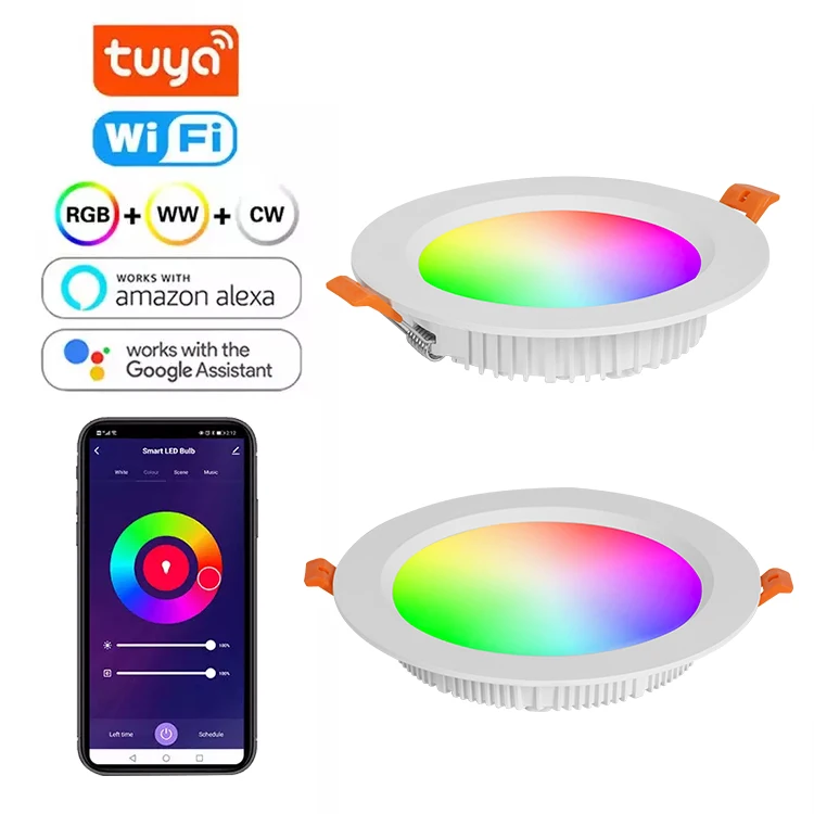 Wholesale Price Tuya App Control 8w Round Recessed Led Downlight Antiglare RGB Smart Downlight