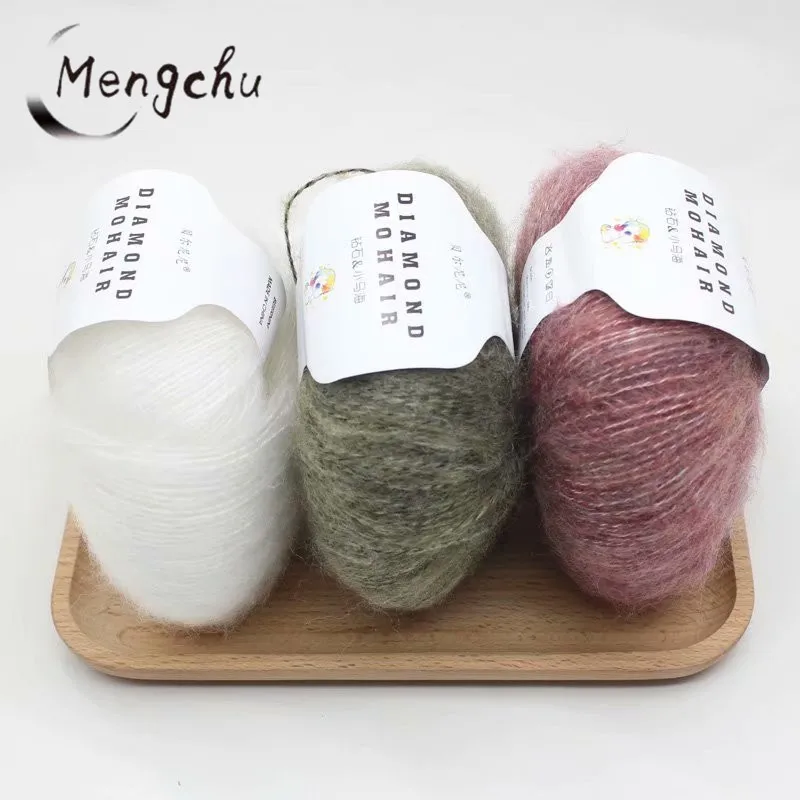 
gradient rainbow cake mohair acrylic wool hand knitting fancy blended yarn for weaving 