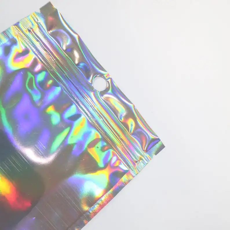 
Plastic Food Packaging Clear and Silver Metallic Foil Side Gusset Zipper Bags 