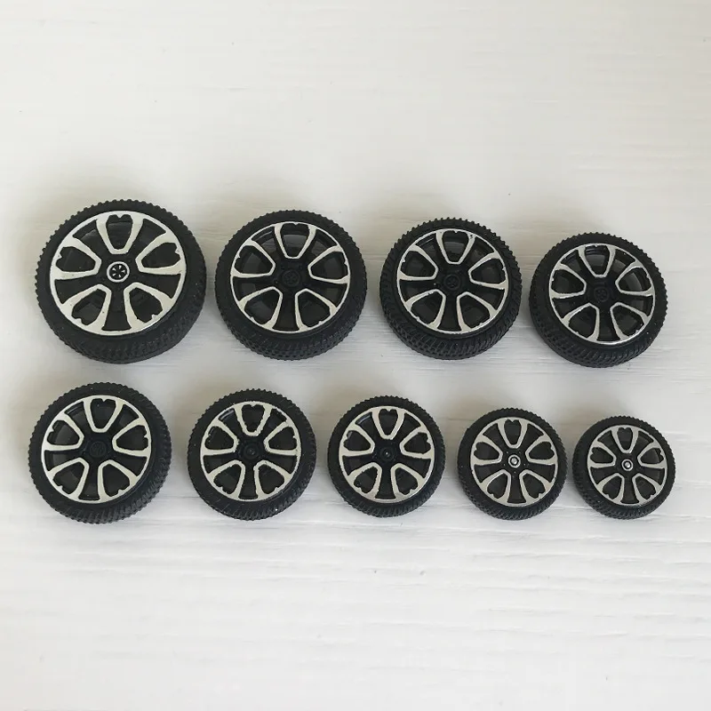 Premium 28mmx10mm Plastic Toy Car Tires Molded Small Toys Spare Complete Parts Accessory Wheels