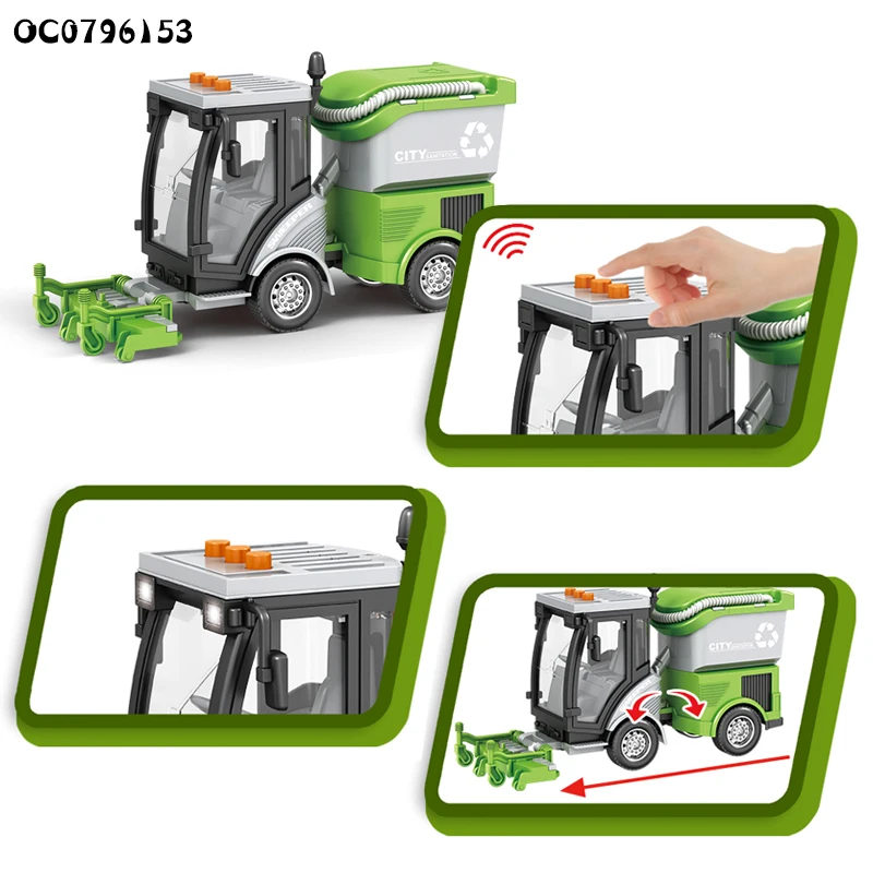 1:16 Kids children friction power set vacuum sweeper truck toy with light sound