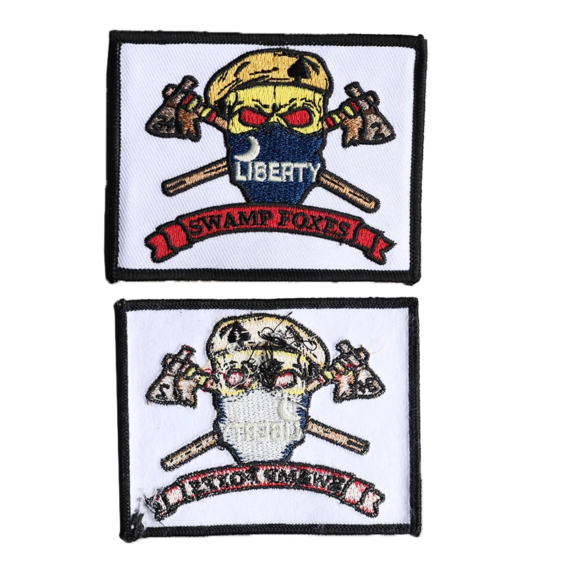 Customized design cheap embroidery patch label embroidery badge with hook and loop for clothing