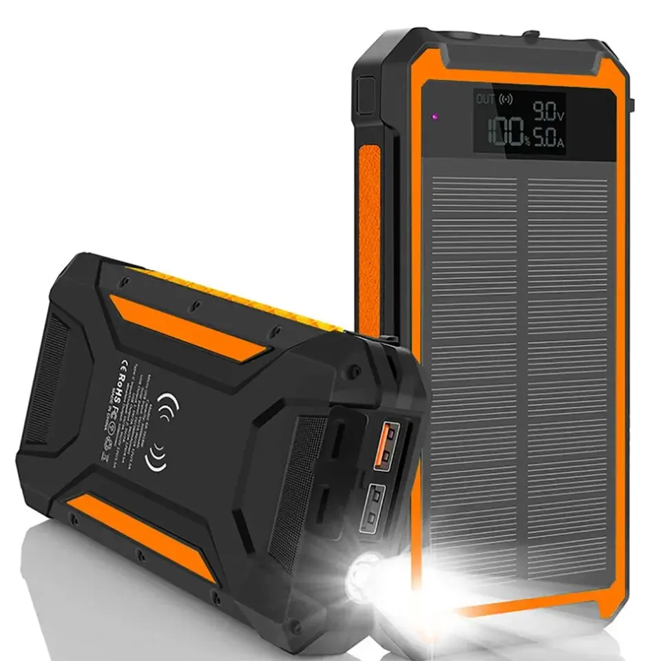 ODM OEM 30000mAh Portable Solar Charger with QC3.0 dual USB ports supports charging of all mobile phones and electronic devices