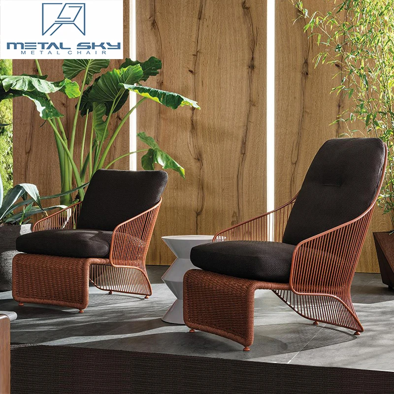 Outdoor Hand Made Aluminum Wicker Fabric Sofa Pavilion Villa Garden Patio Gazebos Courtyard Pavilion Set Furniture