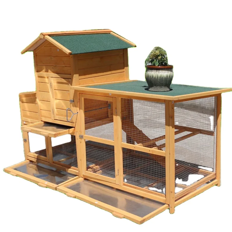 Classical large 2 floor animal cages wooden chicken coop chicken hen house with egg nest