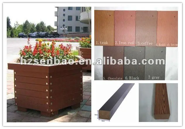 Park garden wpc flower box durable weather-resistant wpc wood outdoor metal steel planter pot garbage box