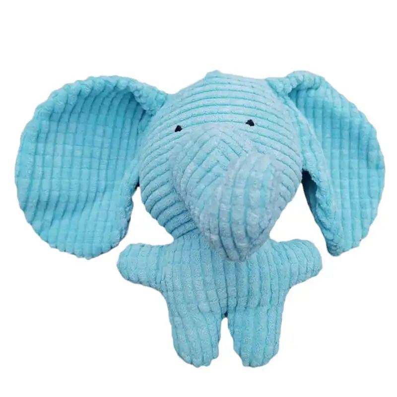 Soft Plush Animal Dog Chew Toy with Squeaker for Interactive Pet Play - Elephant, Pig, Cow Design