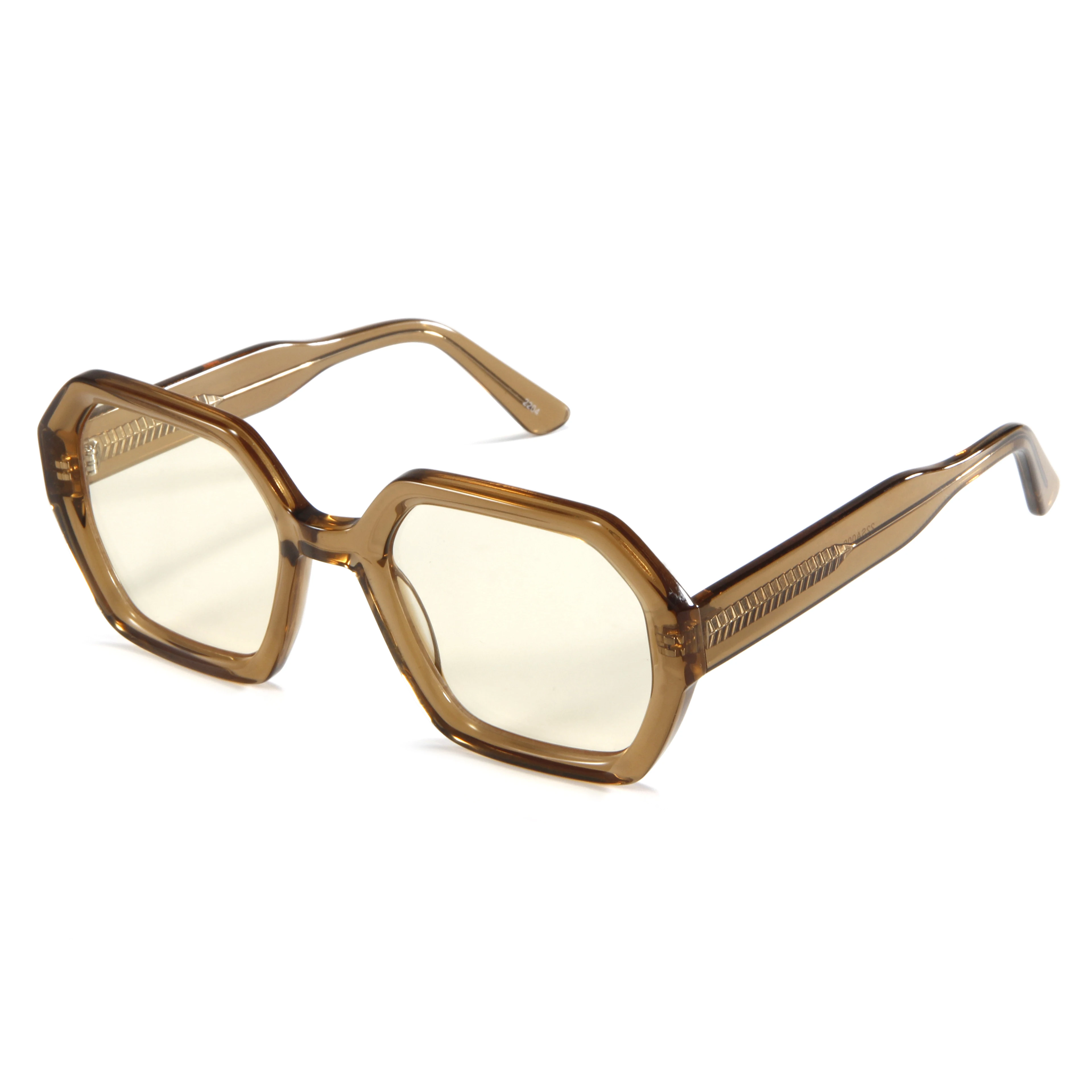 2023 Trend Polygon Flat Big Transparent Frame Shades Cr39 High Quality Hand Made Acetate  Sunglasses lightweight