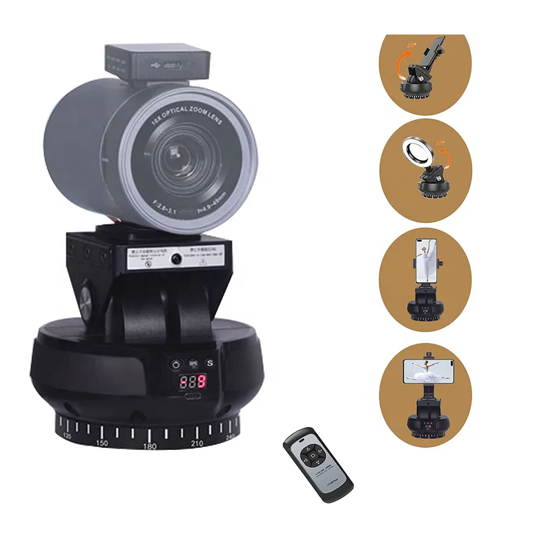 Face Tracking Rotation Panoramic Remote Control Pan Tilt Motorized Tripod Electric head For Phones and Camera