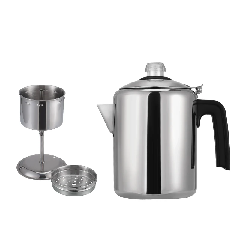 wholesale italian original stainless steel 4 6 8 cups stove top stovetop double espresso moka pot coffee maker