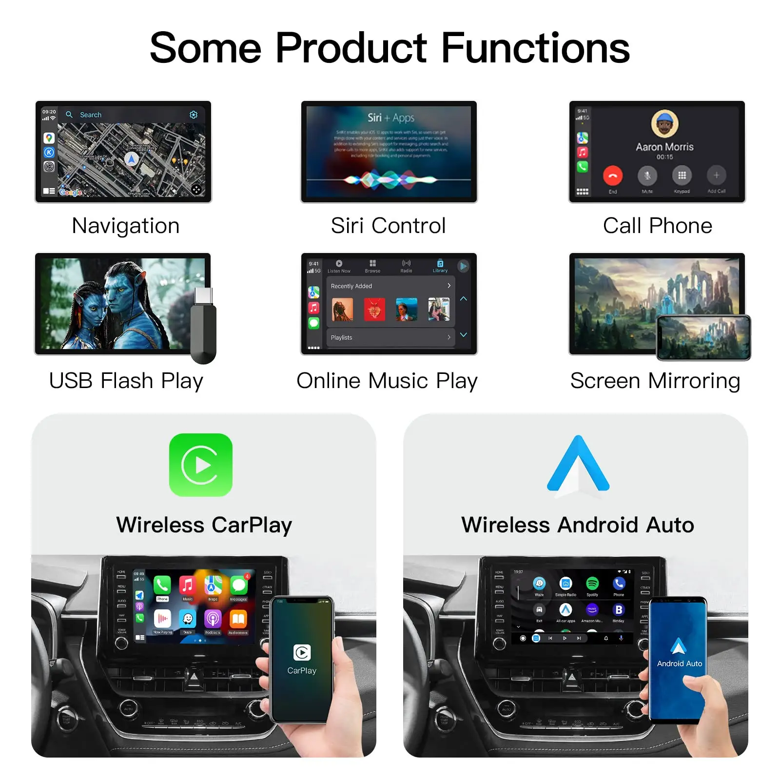 Wireless Carplay Mirror Link USB Siri Voice Command Module Box